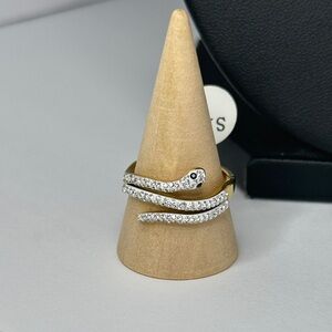 Snake ring with rhinestone paved